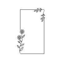 decorative frame with flowers and leafs icon over white background, illustration vector