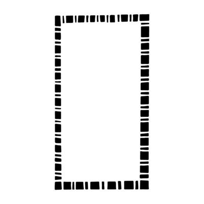 Square frame. Black and white illustration isolated on white background.