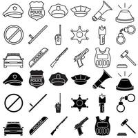 Police icons set. Simple illustration of 25 police icons for web vector