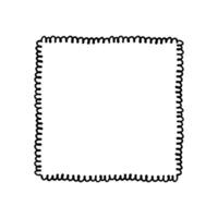 Square doodle frame. Black and white illustration isolated on white background. vector