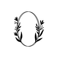Oval frame with leaves. Floral design element. illustration. vector