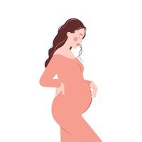 A delicate illustration of a pregnant woman in profile. Perfect for maternity articles, pregnancy calendars, medical projects, and social media. Minimalist, harmonious, and feminine. vector