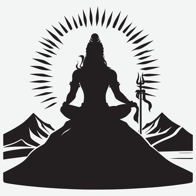 Powerful Lord Shiva Silhouette Artwork for Hindu Devotional Graphic Designs
