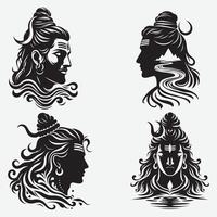 Divine Maha Shivaratri Lord Shiva Silhouette Artwork Bundle for Religious Graphics vector