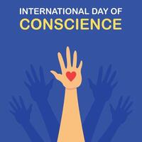 illustration graphic of hand with a heart symbol waving upwards, perfect for international day, international day of conscience, celebrate, greeting card, etc. vector
