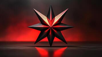A red and black star with a red light photo