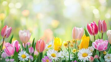 Spring flowers in the garden photo