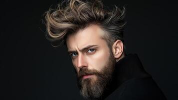 un hombre con un barba y un largo pelo foto