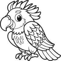 A cartoon parrot coloring page vector