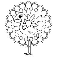 Flamingo coloring pages for kids vector