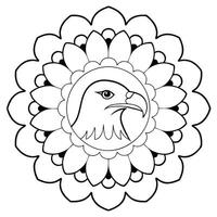 An eagle is in the center of a flower design vector