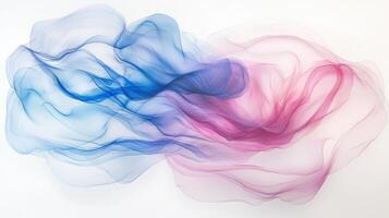 Abstract blue and pink smoke on white background photo