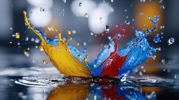 Colorful splash of water photo