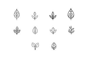 Leaf Icon Collection - Outline Icons for Mobile Apps and Website Design vector