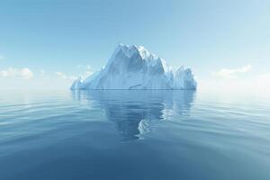 Iceberg floating in the ocean with blue sky background photo