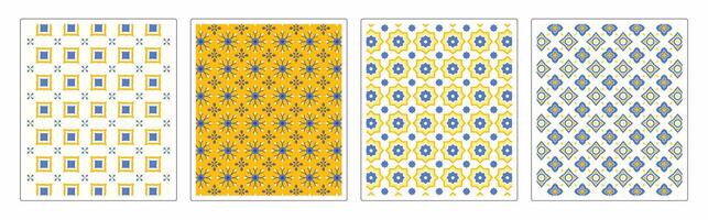 Seamless Tile and Surface Patterns Set , Elegant Geometric and Ornamental Motifs vector