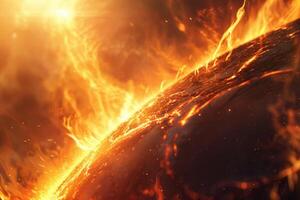 A close up of a burning planet photo