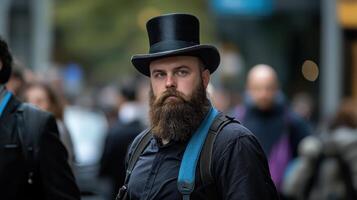 A man with a beard and top hat photo