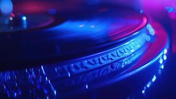 A close up of a turntable with lights photo