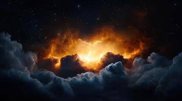 A bright orange cloud with a fire coming out of it photo