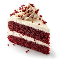 Delicious Red Velvet Cake Slice with Cream Cheese Frosting Delight photo