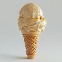 Caramel Swirl, A Delicious Ice Cream Cone Delight on a Light Background photo