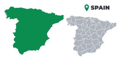 Spain map simple flat outline set vector