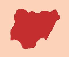 Nigeria simple flat red map vector