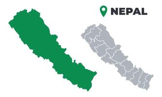 Nepal map simple flat outline set vector