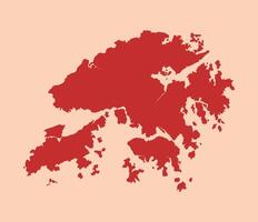 Hong Kong simple flat red map vector