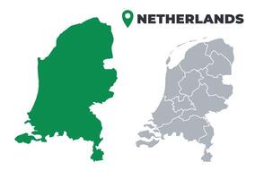 Netherlands map simple flat outline set vector