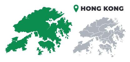 Hong Kong map simple flat outline set vector