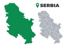 Serbia map simple flat outline set vector