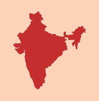 India simple flat red map vector