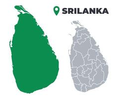 Sri Lanka map simple flat outline set vector