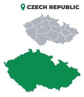 Czech Republic map simple flat outline set vector
