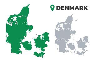 Denmark map simple flat outline set vector