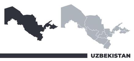 Uzbekistan flat and border outline maps vector