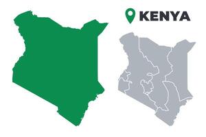 Kenya map simple flat outline set vector