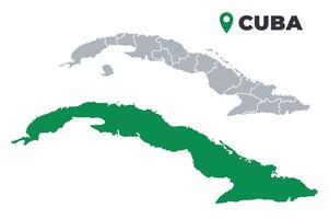 Cuba map simple flat outline set vector