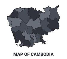 Cambodia political map border of regions outline set vector