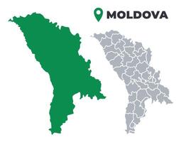 Moldova map simple flat outline set vector