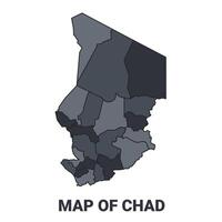 Chad political map border of regions outline set vector