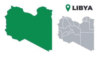 Libya map simple flat outline set vector
