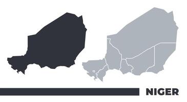 Niger flat and border outline maps vector