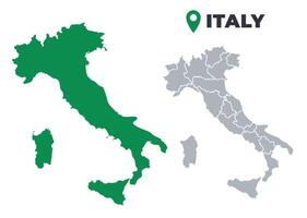 Italy map simple flat outline set vector