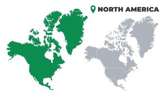 North America map simple flat outline set vector