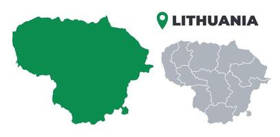 Lithuania map simple flat outline set vector
