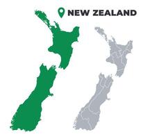 New Zealand map simple flat outline set vector