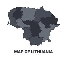 Lithuania political map border of regions outline set vector